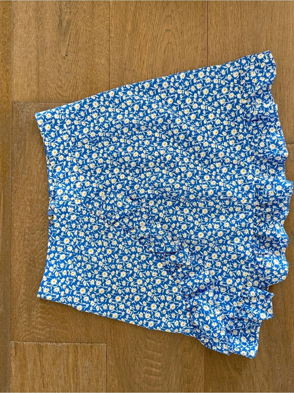 Blue Floral Ruffled Mini Skirt - Picture 2 of 3